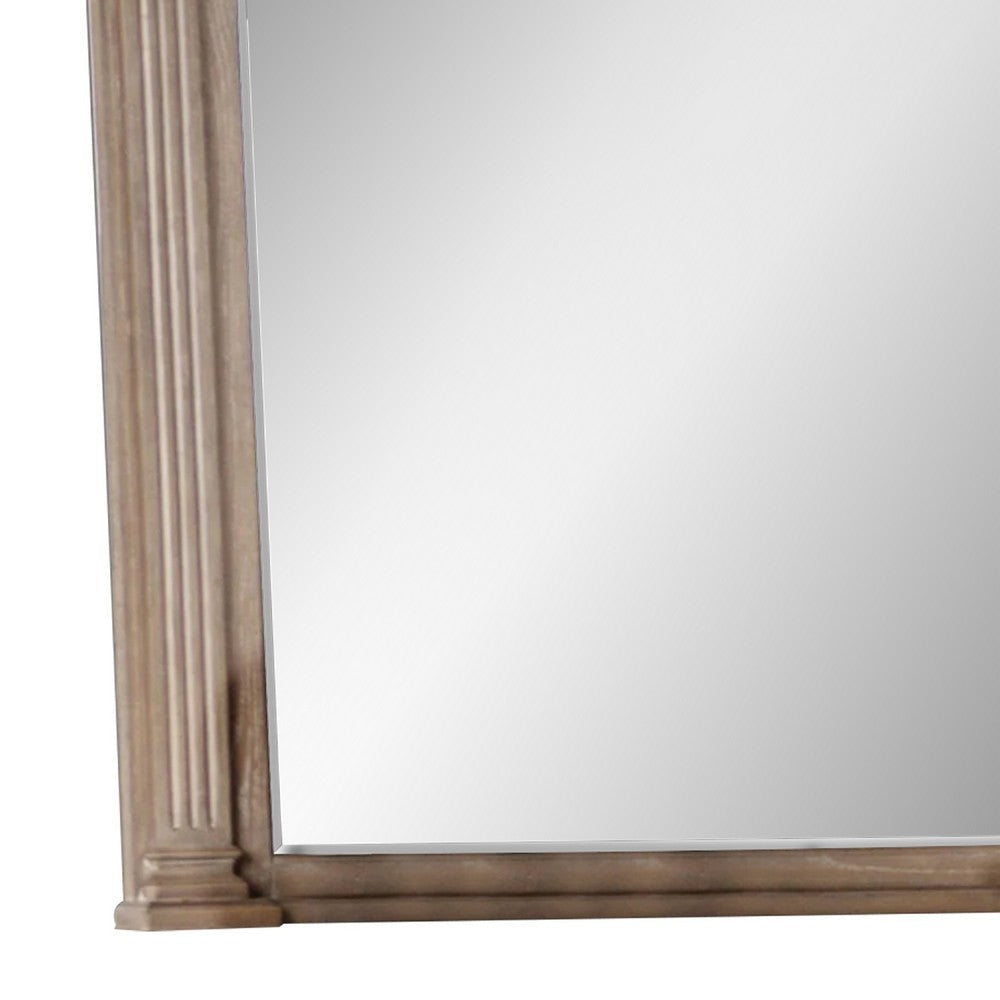 Reven Dresser Mirror | Beveled Glass | Weathered Oak Solid Wood | 46’’ BM340910