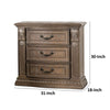Reven Nightstand | 3 Drawers | Weathered Oak Brown Wood | Metal | 31’’ BM340911