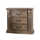 Reven Nightstand | 3 Drawers | Weathered Oak Brown Wood | Metal | 31’’ BM340911