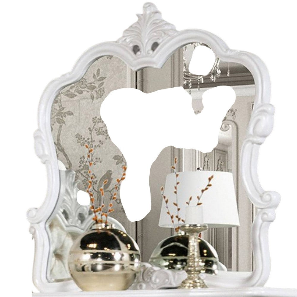 Valena Dresser Mirror | Beveled Glass | White Solid Wood Frame | 45’’ BM340913
