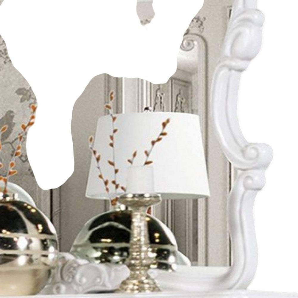 Valena Dresser Mirror | Beveled Glass | White Solid Wood Frame | 45’’ BM340913