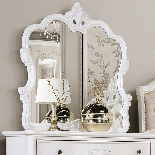 Valena Dresser Mirror | Beveled Glass | White Solid Wood Frame | 45’’ BM340913
