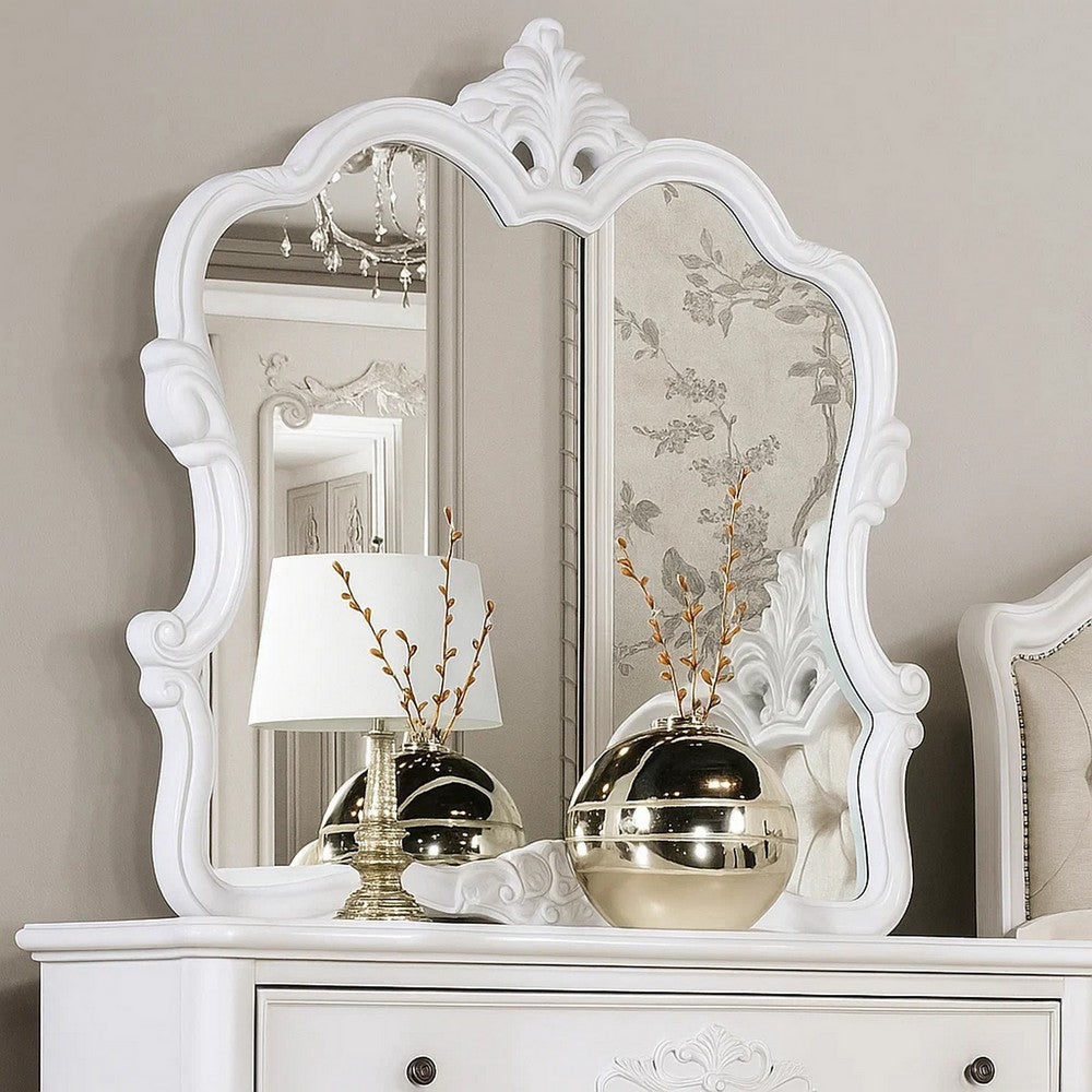 Valena Dresser Mirror | Beveled Glass | White Solid Wood Frame | 45’’ BM340913