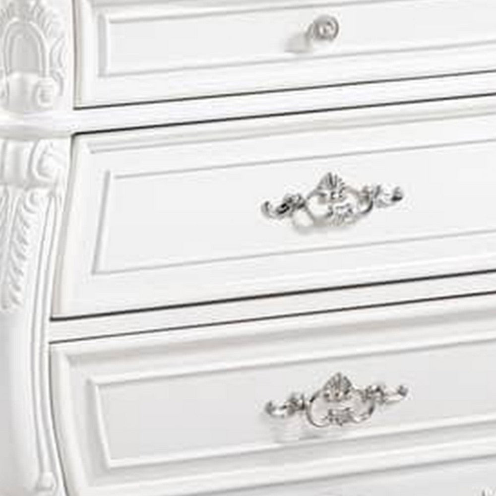 Valena Nightstand | 3 Drawers | White Solid Wood | Metal Handles | 31’’ BM340914