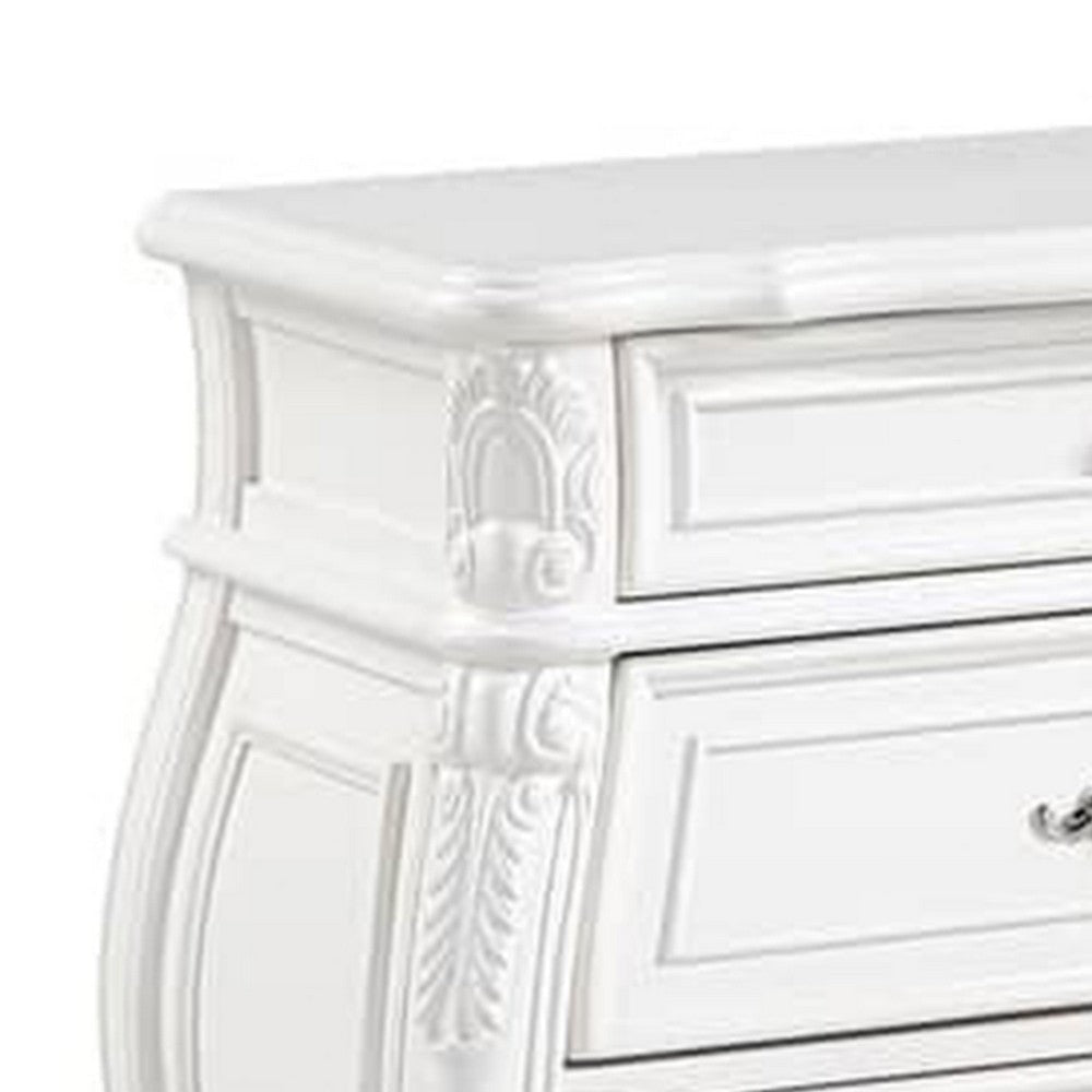 Valena Nightstand | 3 Drawers | White Solid Wood | Metal Handles | 31’’ BM340914