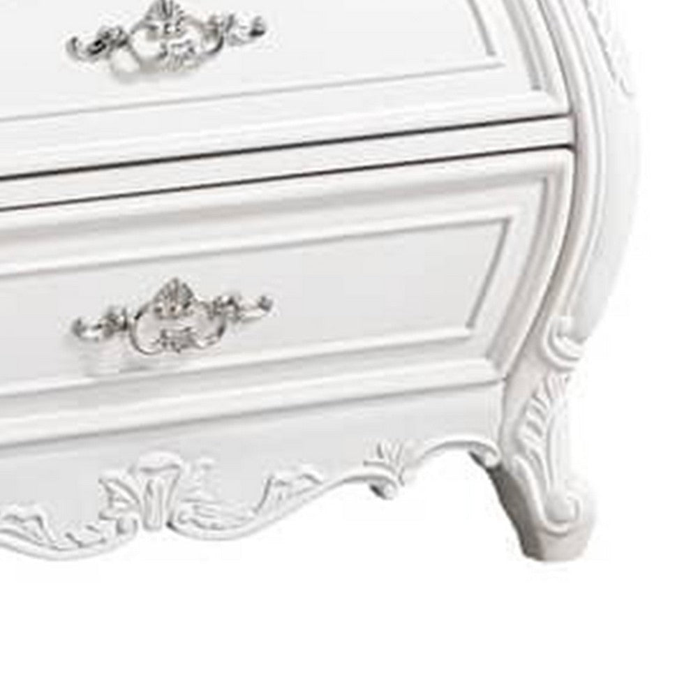 Valena Nightstand | 3 Drawers | White Solid Wood | Metal Handles | 31’’ BM340914