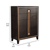 Yada Tall Dresser Chest | 5 Drawers | Espresso Brown Solid Wood | Gold BM340915