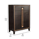 Yada Tall Dresser Chest | 5 Drawers | Espresso Brown Solid Wood | Gold BM340915