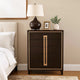 Yada Tall Dresser Chest | 5 Drawers | Espresso Brown Solid Wood | Gold BM340915