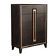 Yada Tall Dresser Chest | 5 Drawers | Espresso Brown Solid Wood | Gold BM340915