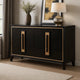 Yada Wide Dresser | 6 Drawers | Espresso Brown Solid Wood | Gold Metal BM340916