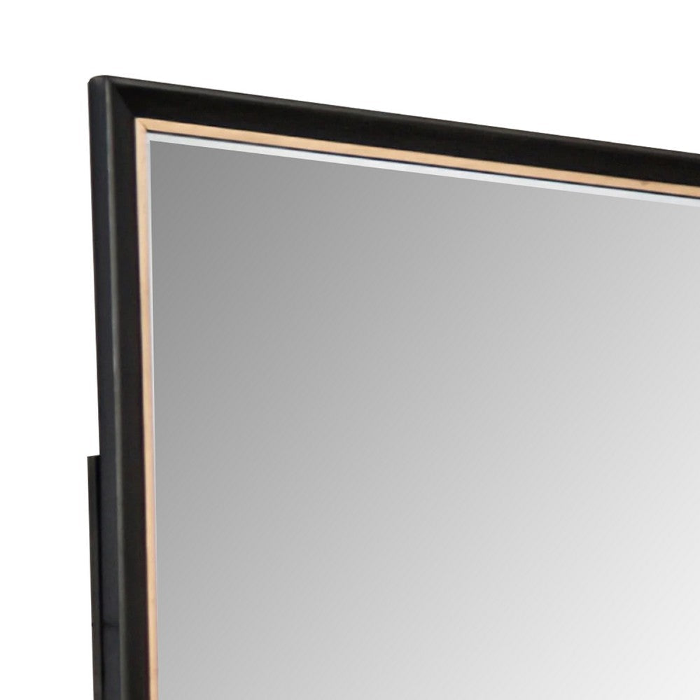 Yada Dresser Mirror | Beveled Glass | Espresso Brown Wood | Gold | 39x48 BM340917