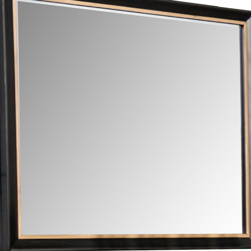 Yada Dresser Mirror | Beveled Glass | Espresso Brown Wood | Gold | 39x48 BM340917