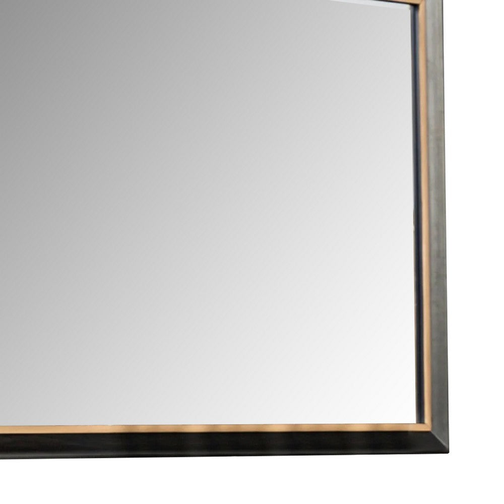 Yada Dresser Mirror | Beveled Glass | Espresso Brown Wood | Gold | 39x48 BM340917