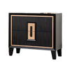 Yada Nightstand | 2 Drawers | Espresso Brown Solid Wood | Gold | 27’’ BM340918