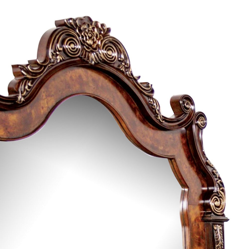 Iliana Dresser Mirror | Beveled Glass | Ornate Oak & Dark Cherry Brown | 48x54 BM340920