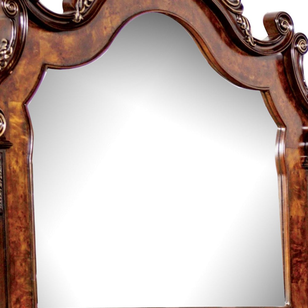 Iliana Dresser Mirror | Beveled Glass | Ornate Oak & Dark Cherry Brown | 48x54 BM340920