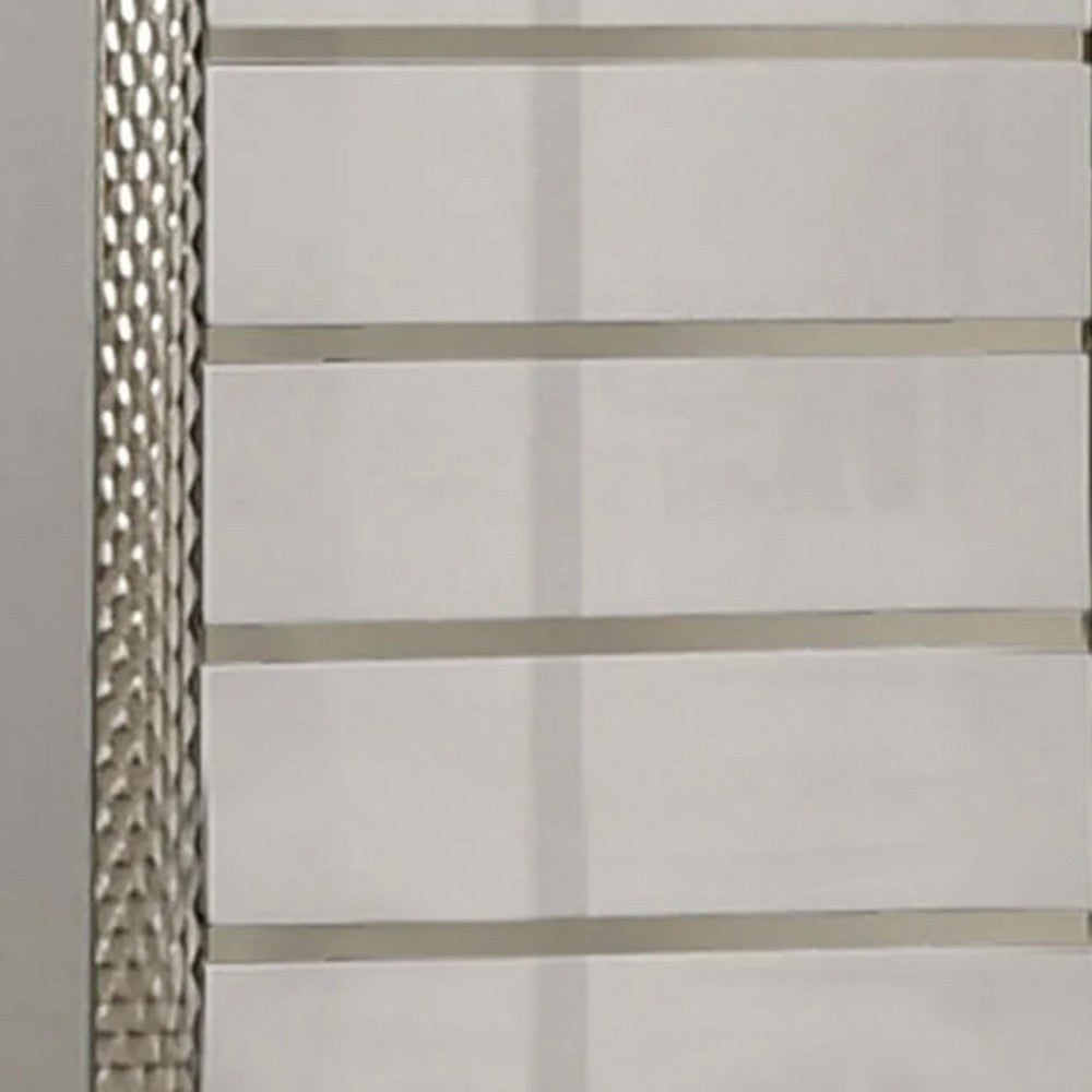 Vino 5 Drawer Tall Dresser Chest | Plinth Base Gray Wood w Silver Trim BM340922