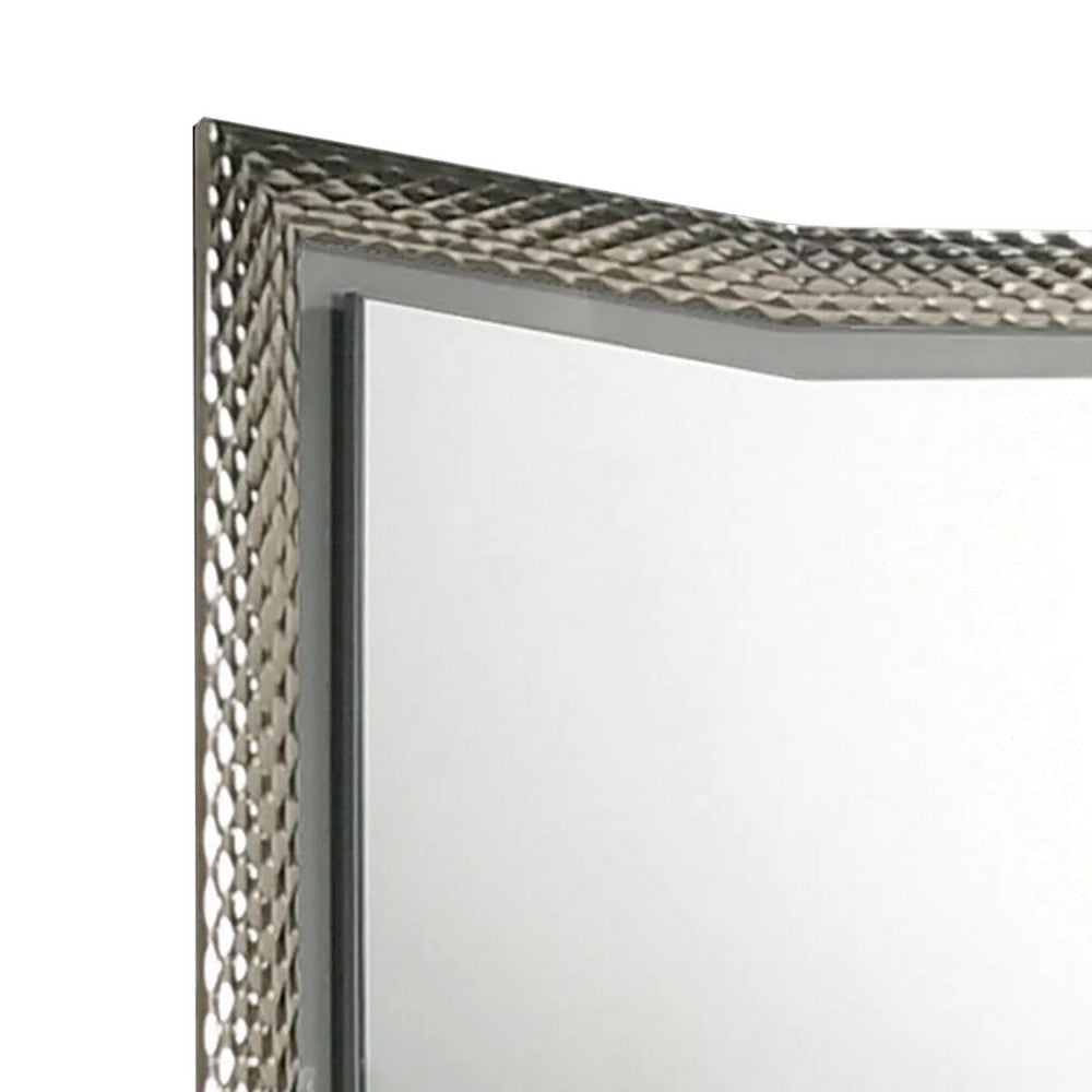 Vino 41 x 44 Dresser Mirror w LED | Glam Gray Wood | Silver Trim BM340924