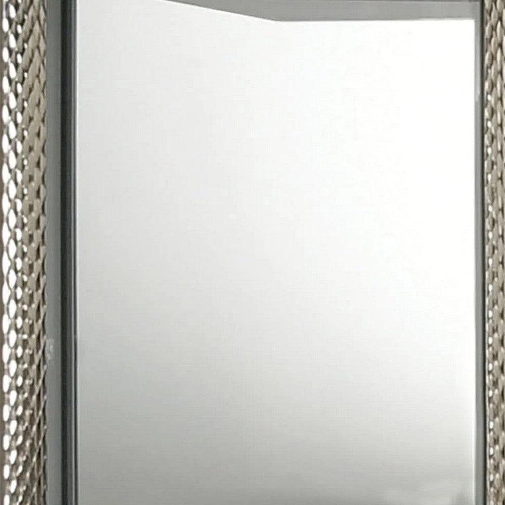 Vino 41 x 44 Dresser Mirror w LED | Glam Gray Wood | Silver Trim BM340924