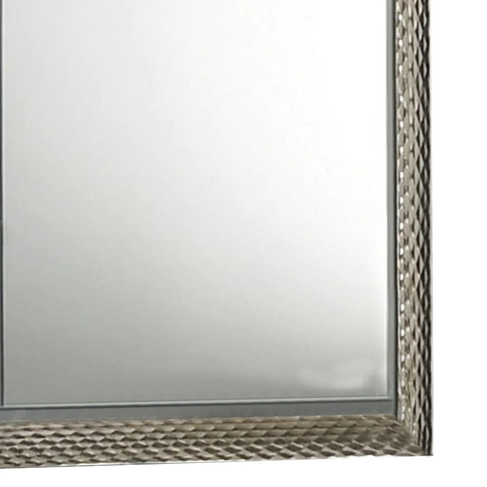 Vino 41 x 44 Dresser Mirror w LED | Glam Gray Wood | Silver Trim BM340924
