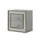 Cyl Nightstand w 2 Drawers | Scale Molding Trim | Metallic Gray Wood BM340925
