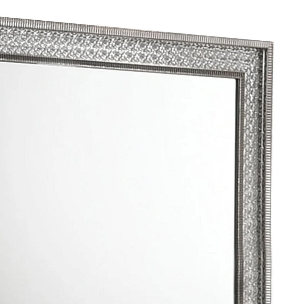 Cyl 36 x 41 Dresser Mirror w Scale Molding Trim | Metallic Gray Wood BM340926