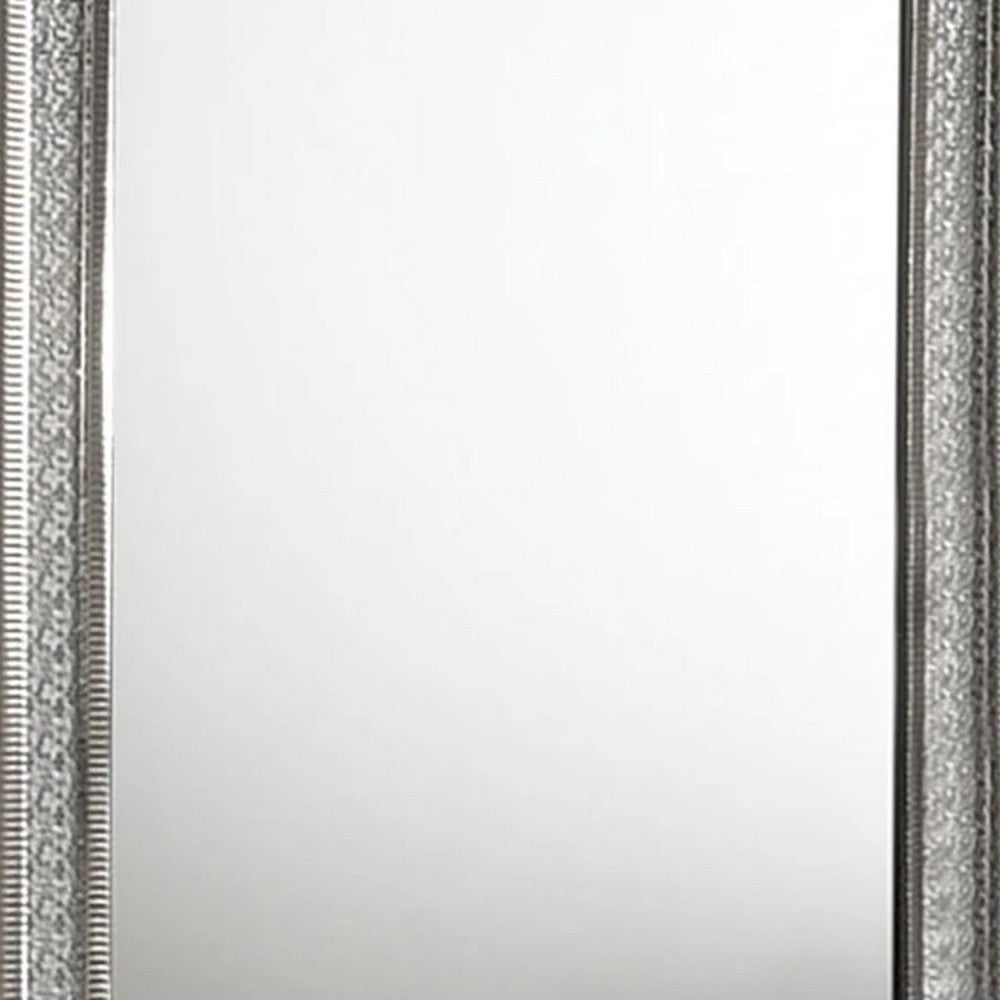 Cyl 36 x 41 Dresser Mirror w Scale Molding Trim | Metallic Gray Wood