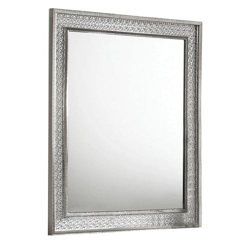Cyl 36 x 41 Dresser Mirror w Scale Molding Trim | Metallic Gray Wood