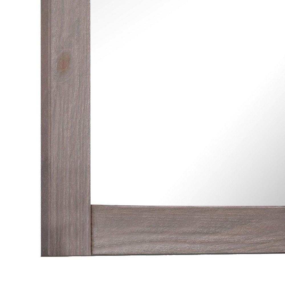 Stav 40’’ Wall Mirror | Rustic White Solid Wood Rectangular Frame BM340927