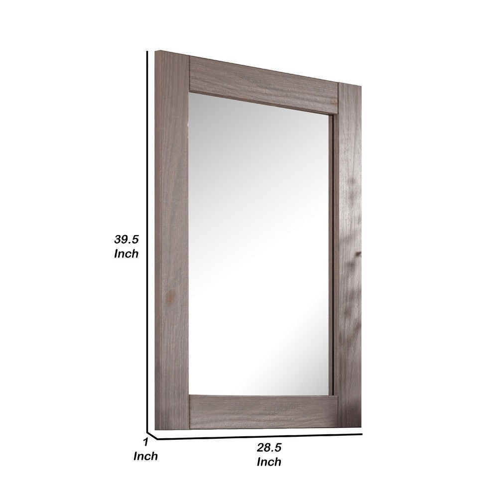 Stav 40’’ Wall Mirror | Rustic White Solid Wood Rectangular Frame BM340927