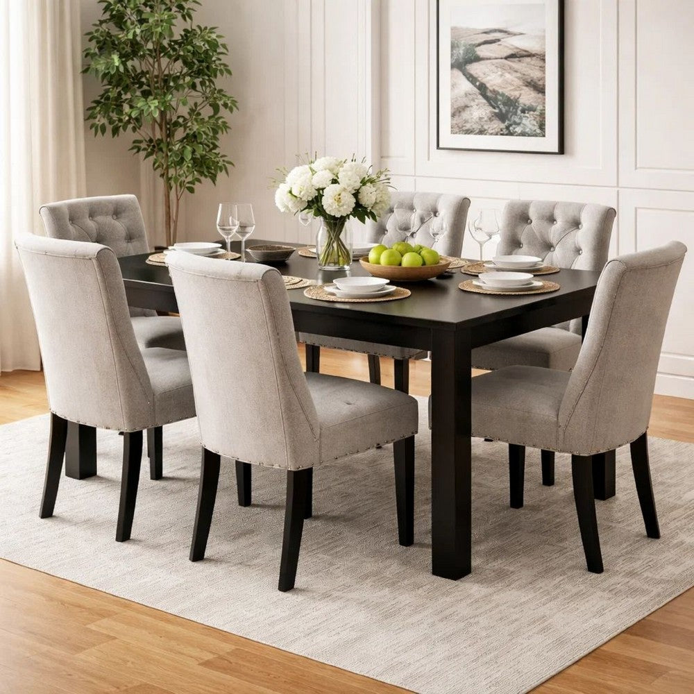 Renu Dining Table | 72" | Antique Black Rectangular Solid Wood Top