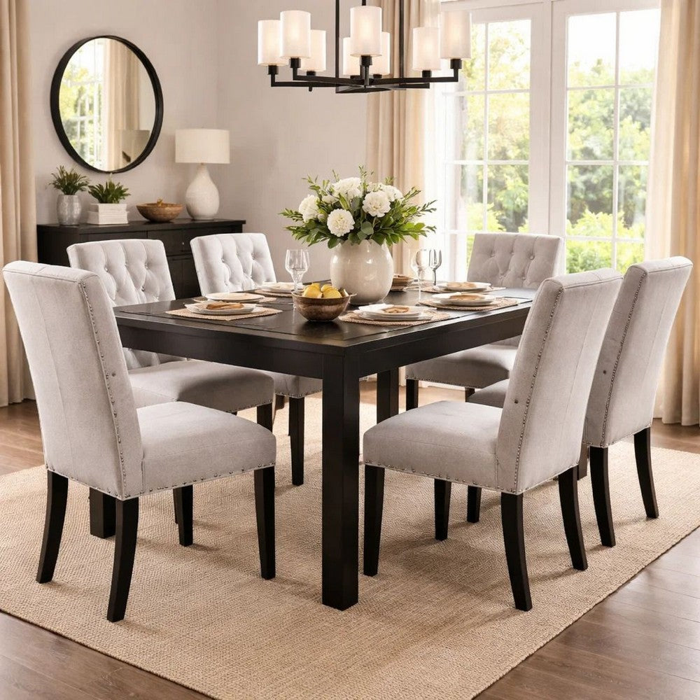 Renu Dining Table | 72" | Antique Black Rectangular Solid Wood Top