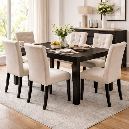 Renu Dining Table | 72" | Antique Black Rectangular Solid Wood Top