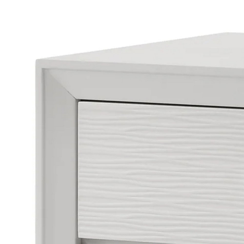Tory Nightstand | 2 Drawers | White Solid Wood | Bronze Round Knobs BM340934