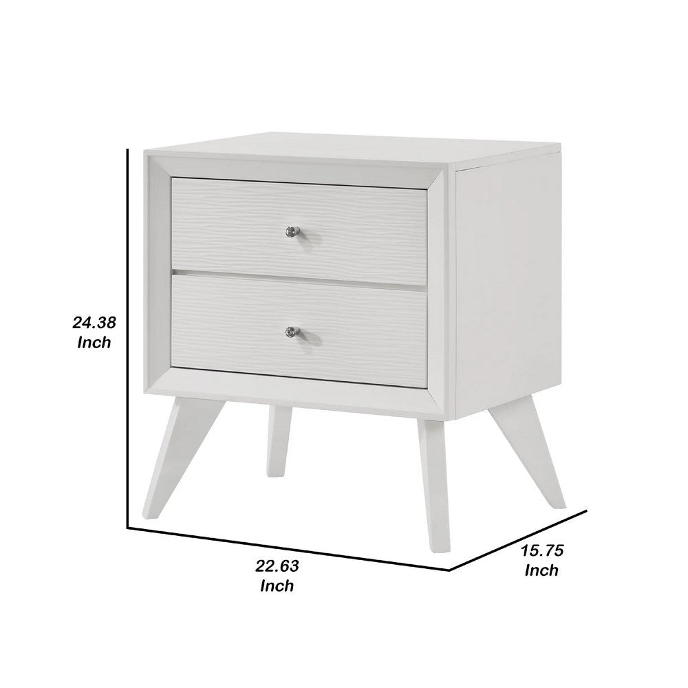 Tory Nightstand | 2 Drawers | White Solid Wood | Bronze Round Knobs BM340934