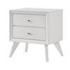 Tory Nightstand | 2 Drawers | White Solid Wood | Bronze Round Knobs BM340934