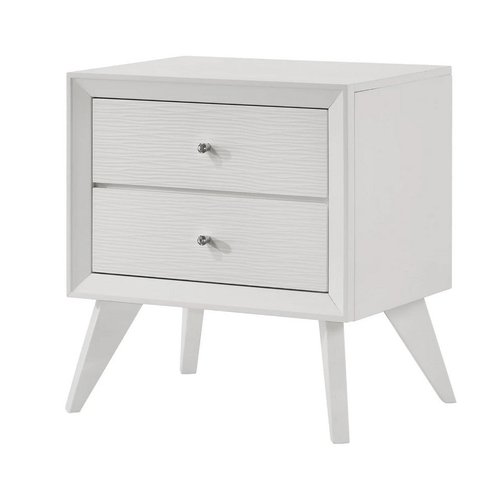 Tory Nightstand | 2 Drawers | White Solid Wood | Bronze Round Knobs BM340934