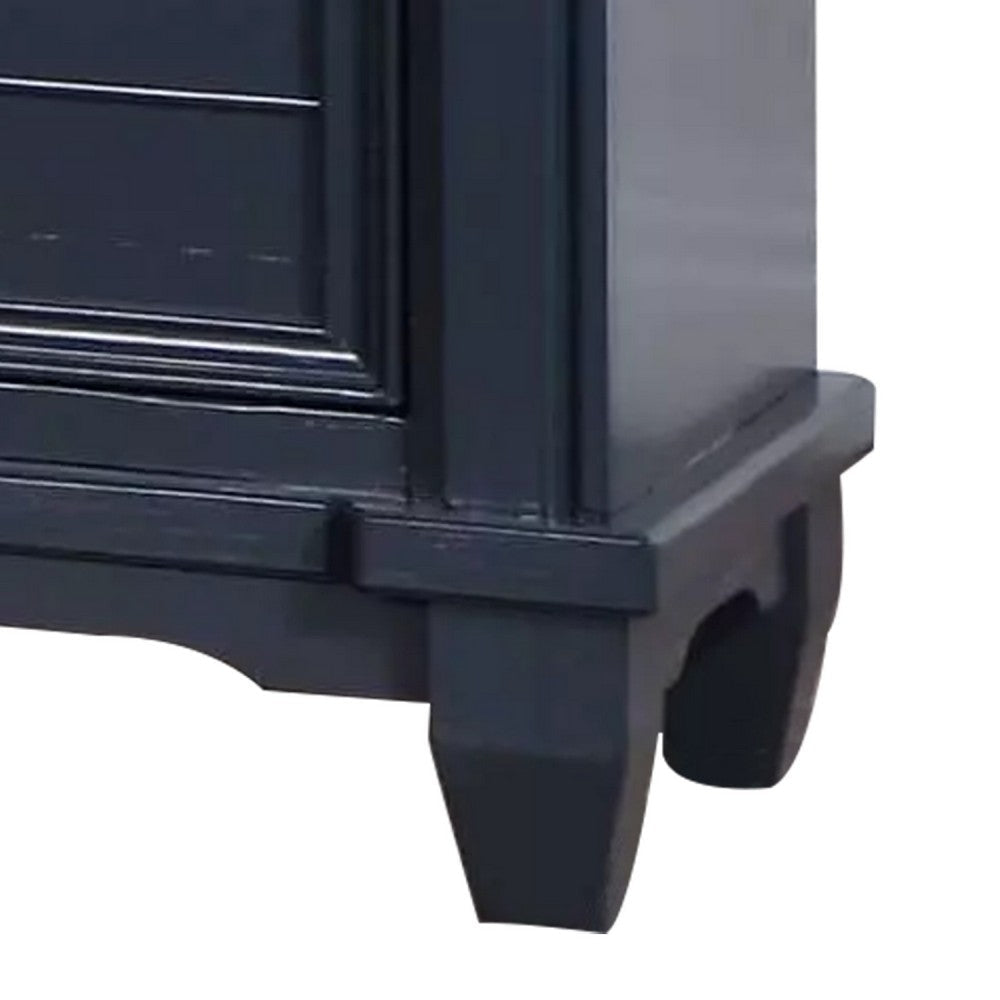 Zeny Nightstand | 1 Cup Handle Drawer w 1 Shelf | Slate Blue Solid Wood BM340936