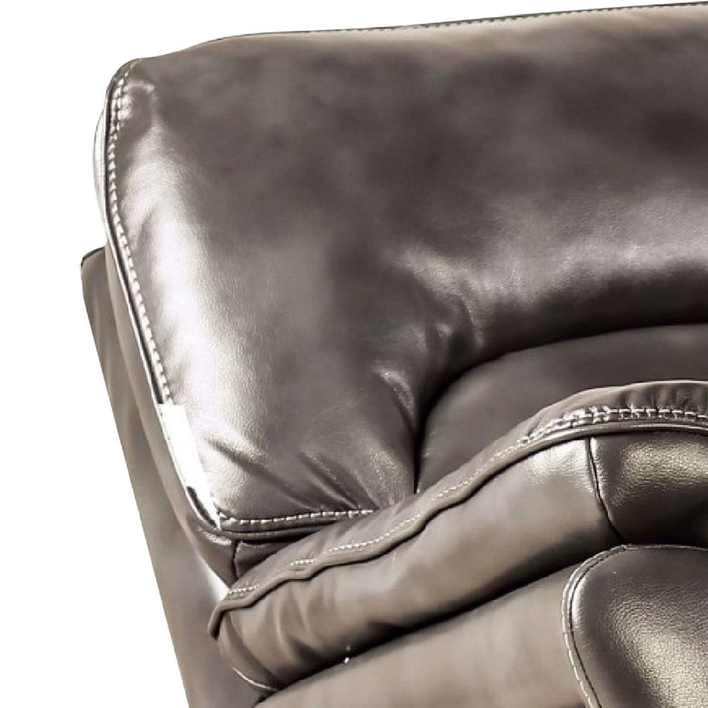 Josy Manual Glider Recliner Chair | Pillow Top Arms | Dark Gray Faux Leather BM340938