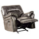 Josy Manual Glider Recliner Chair | Pillow Top Arms | Dark Gray Faux Leather
