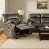 Josy Manual Glider Recliner Chair | Pillow Top Arms | Dark Gray Faux Leather