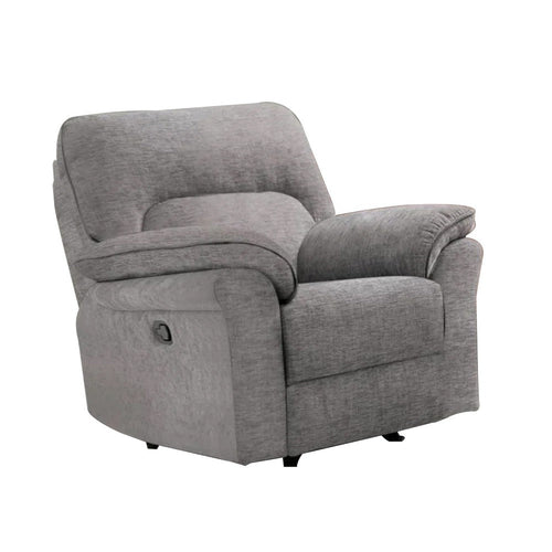 Josy Manual Glider Recliner Chair | Pillow Top Arms | Light Gray Faux Leather