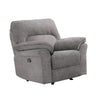 Josy Manual Glider Recliner Chair | Pillow Top Arms | Light Gray Faux Leather