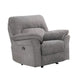 Josy Manual Glider Recliner Chair | Pillow Top Arms | Light Gray Faux Leather