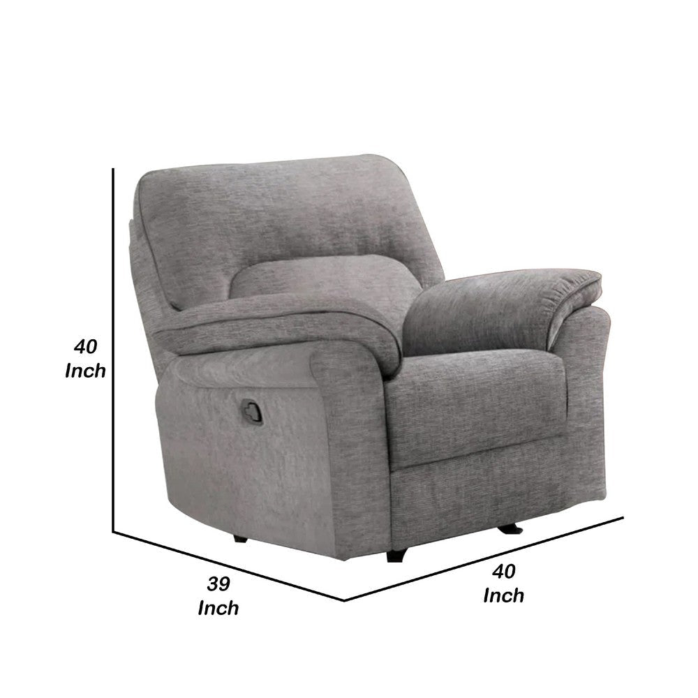 Josy Manual Glider Recliner Chair | Pillow Top Arms | Light Gray Faux Leather BM340939