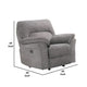 Josy Manual Glider Recliner Chair | Pillow Top Arms | Light Gray Faux Leather BM340939