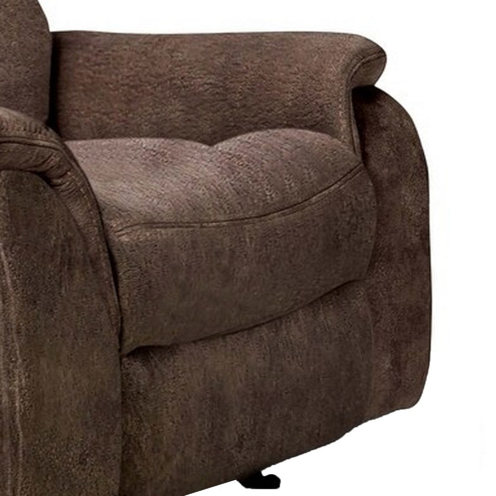 Heny Manual Glider Recliner Chair | Plush Dark Brown Pillow Top Arms BM340941