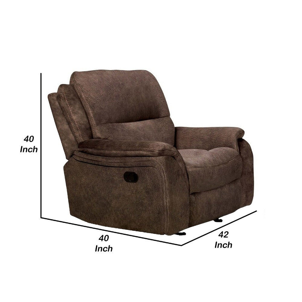 Heny Manual Glider Recliner Chair | Plush Dark Brown Pillow Top Arms BM340941