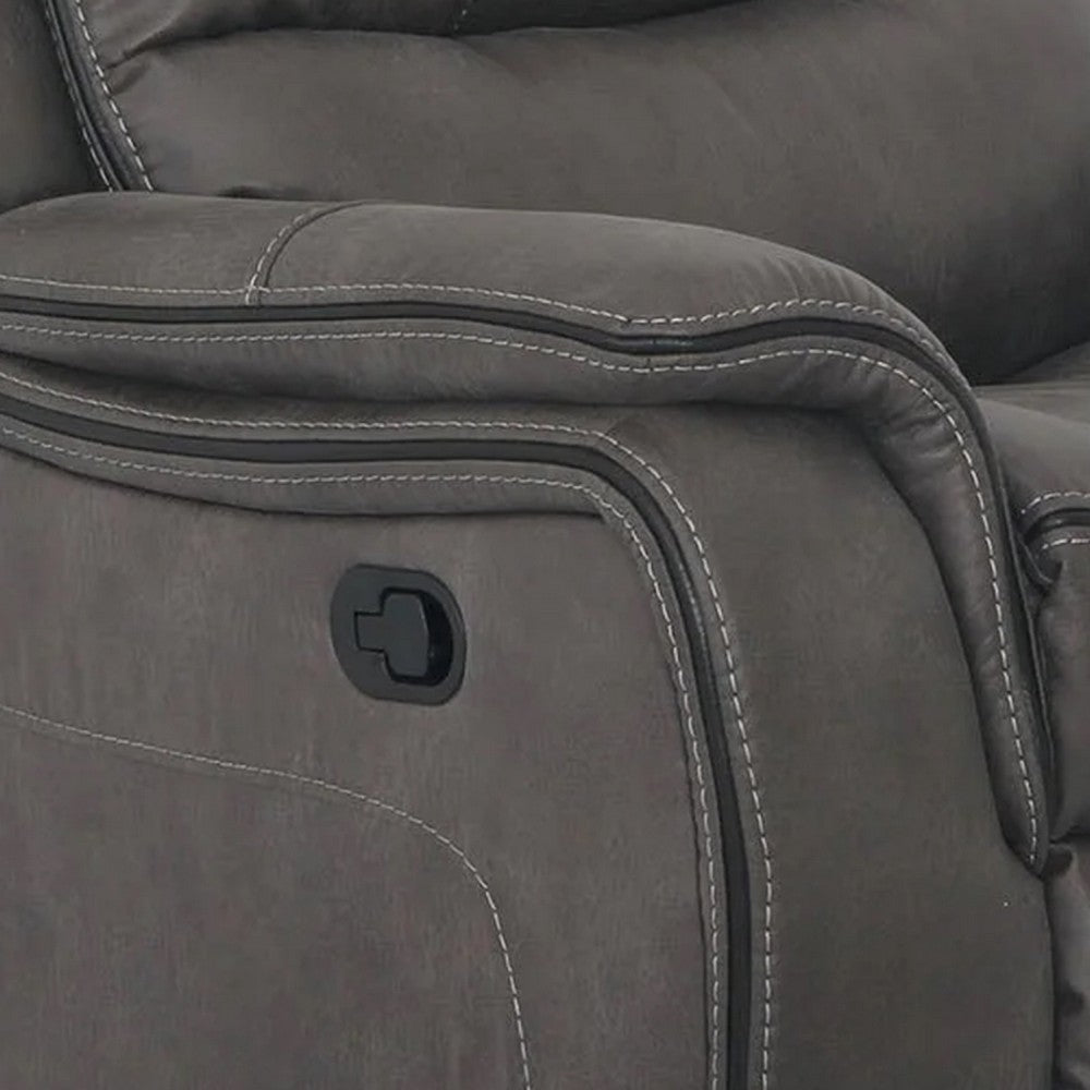 Heny Manual Glider Recliner Chair | Plush Dark Gray Pillow Top Arms BM340942